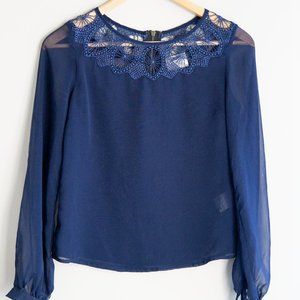 UO Pins and Needles sheer navy blouse - XS